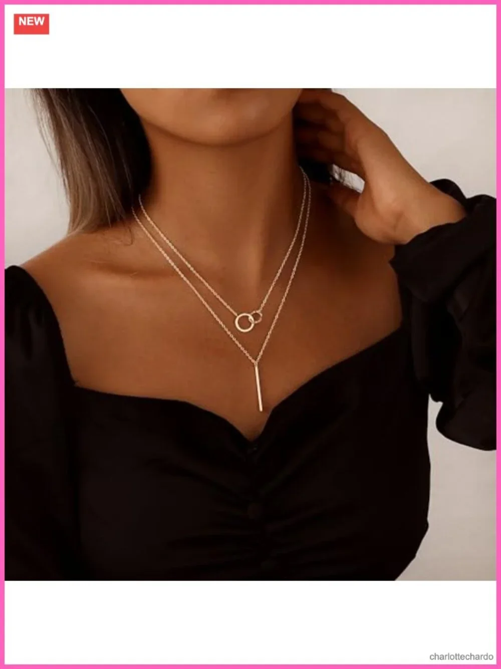 14K Gold Plated Layered Circle Pendant Necklace Set Dainty Stackable